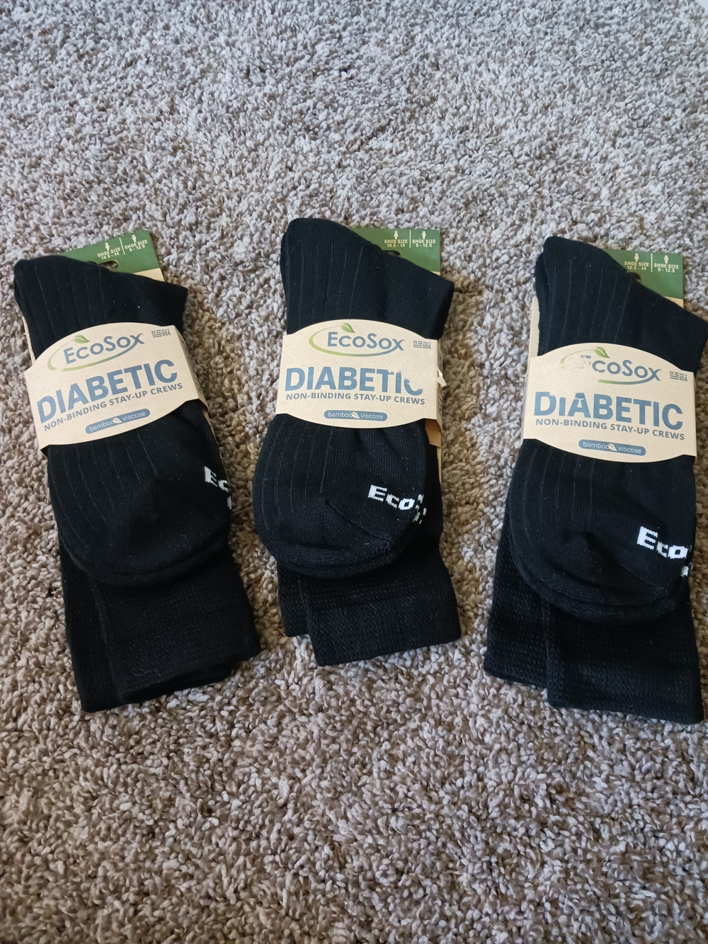 New Diabetic Non-Binding Black Crew Socks